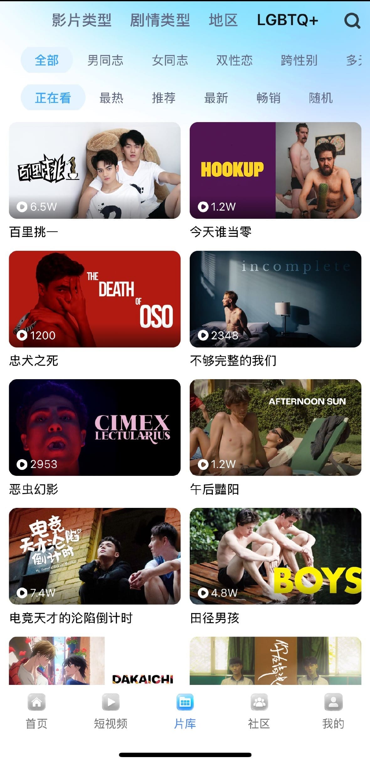 小蓝片库LGBTQ主题分类筛选封面图